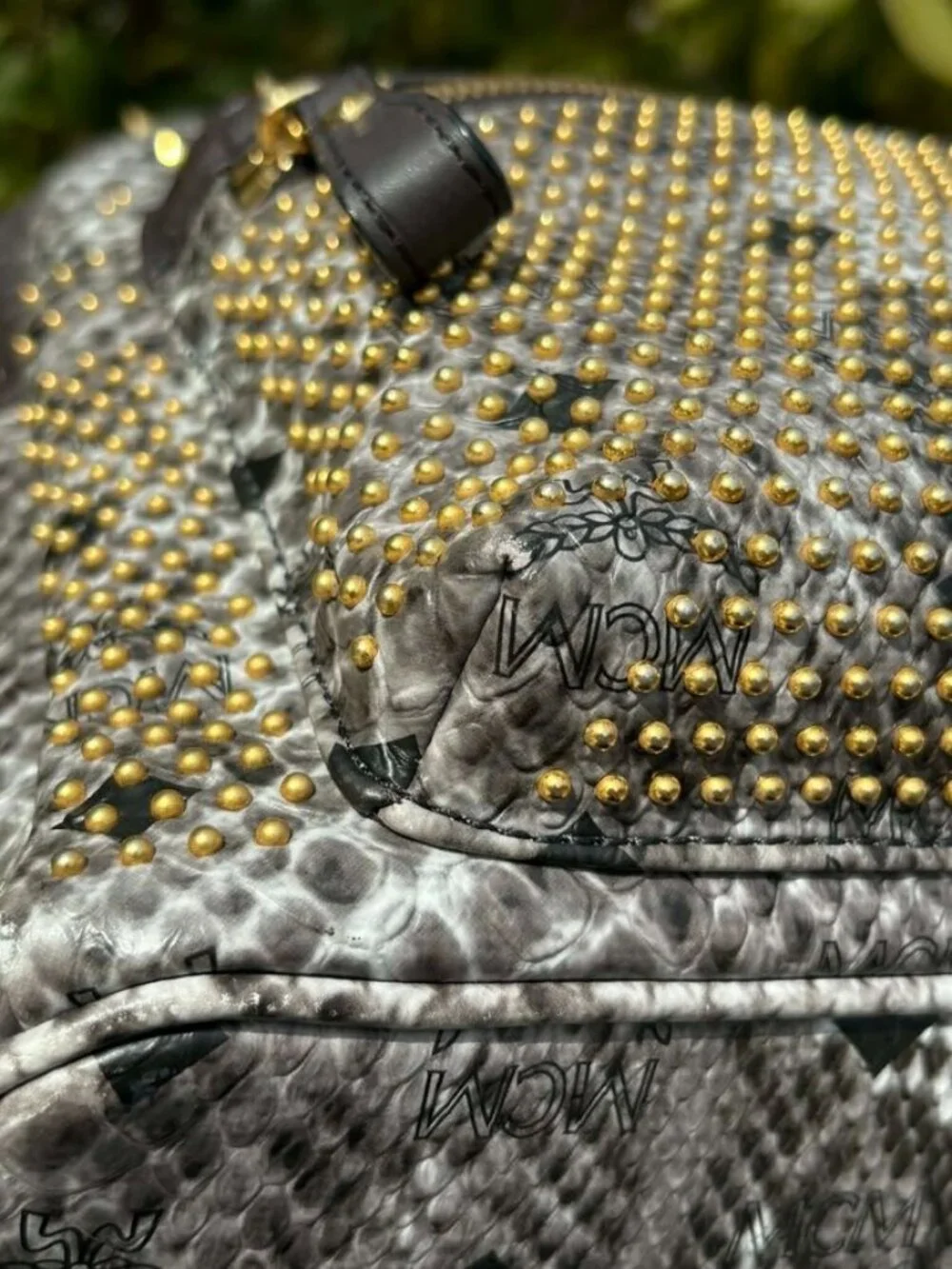 MCM Visetos Snakeskin Studded Leather Backpack - Picture 16 of 16